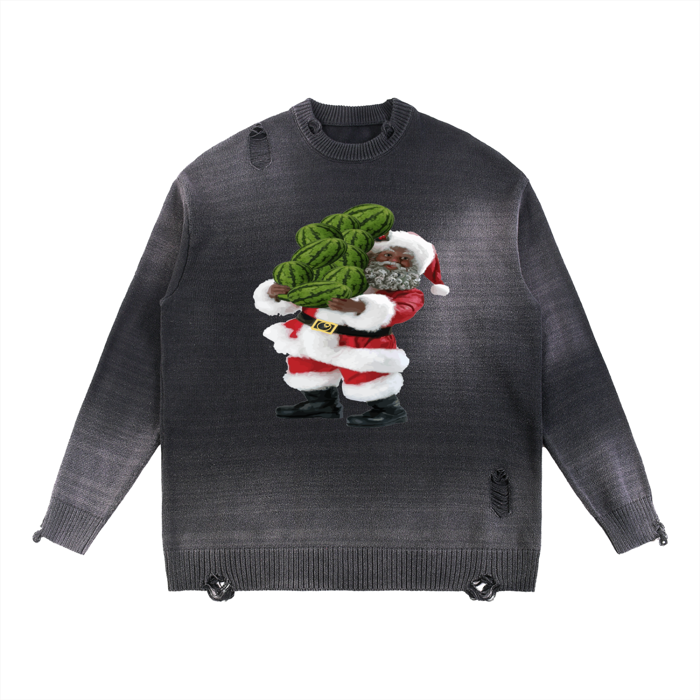 Sun Fade Distressed Ripped Crewneck sweater