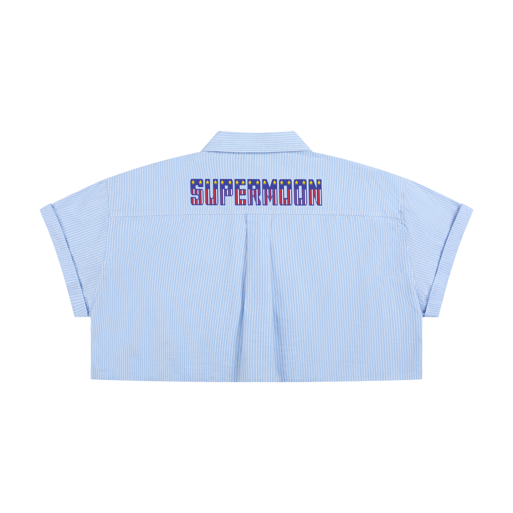 PAID SLAVES PIN STRIPE CROPPED SHIRT