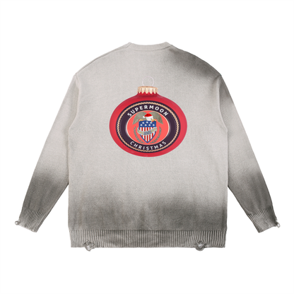 Sun Fade Distressed Ripped Crewneck sweater