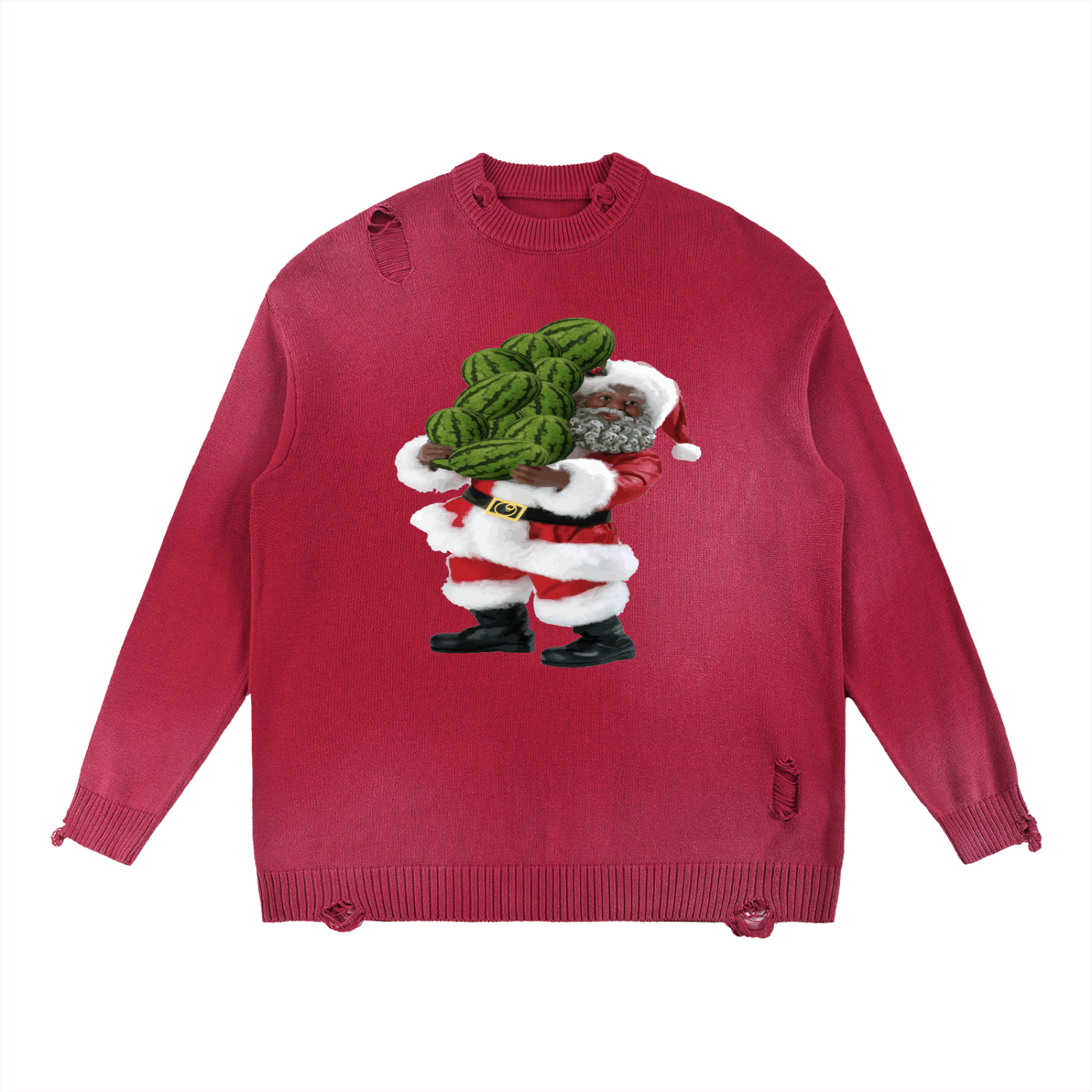 Sun Fade Distressed Ripped Crewneck sweater