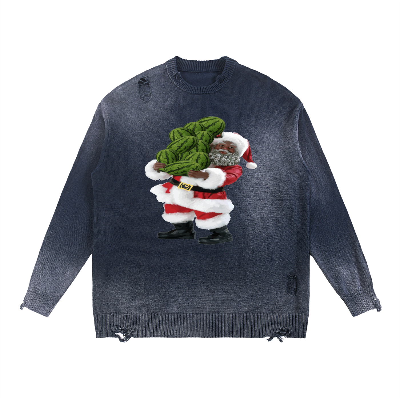 Sun Fade Distressed Ripped Crewneck sweater