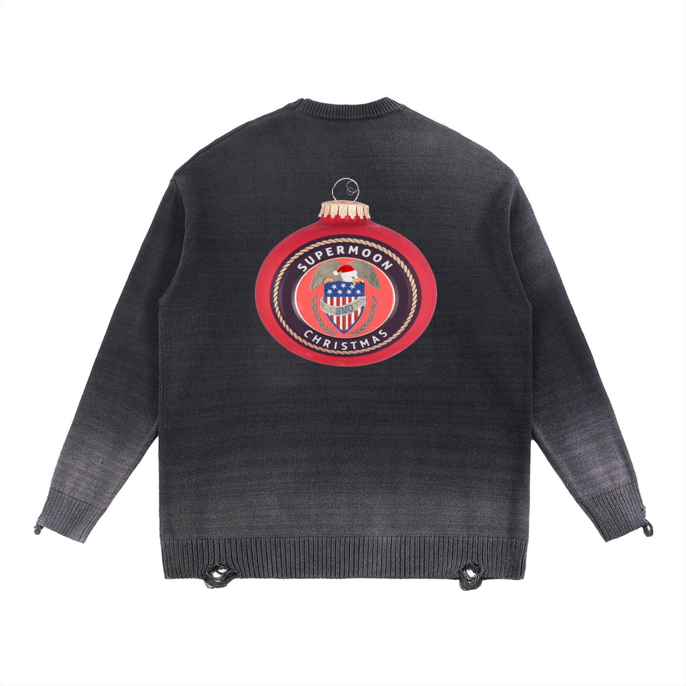 Sun Fade Distressed Ripped Crewneck sweater