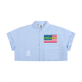 PAID SLAVES PIN STRIPE CROPPED SHIRT